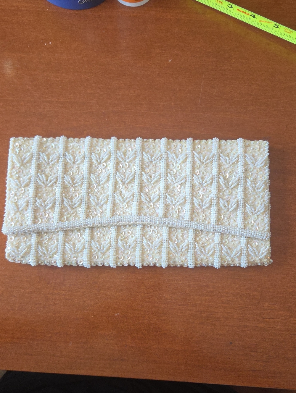 Beaded Ivory Evening Clutch